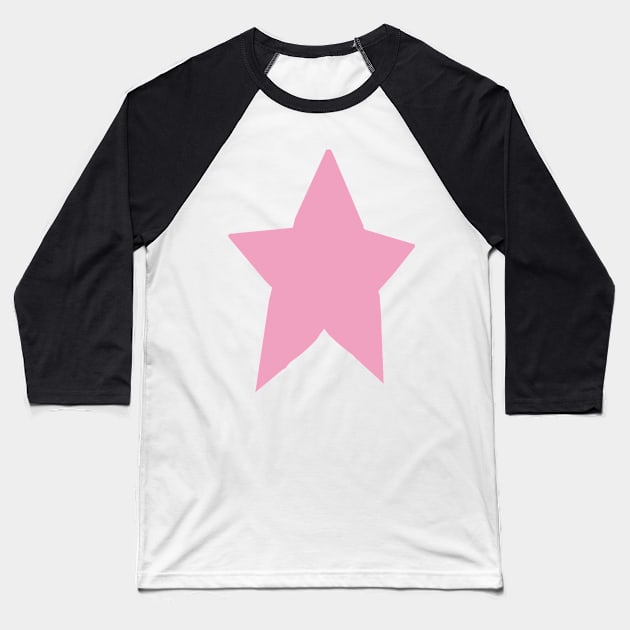 Pink Star On Red Baseball T-Shirt by ellenhenryart